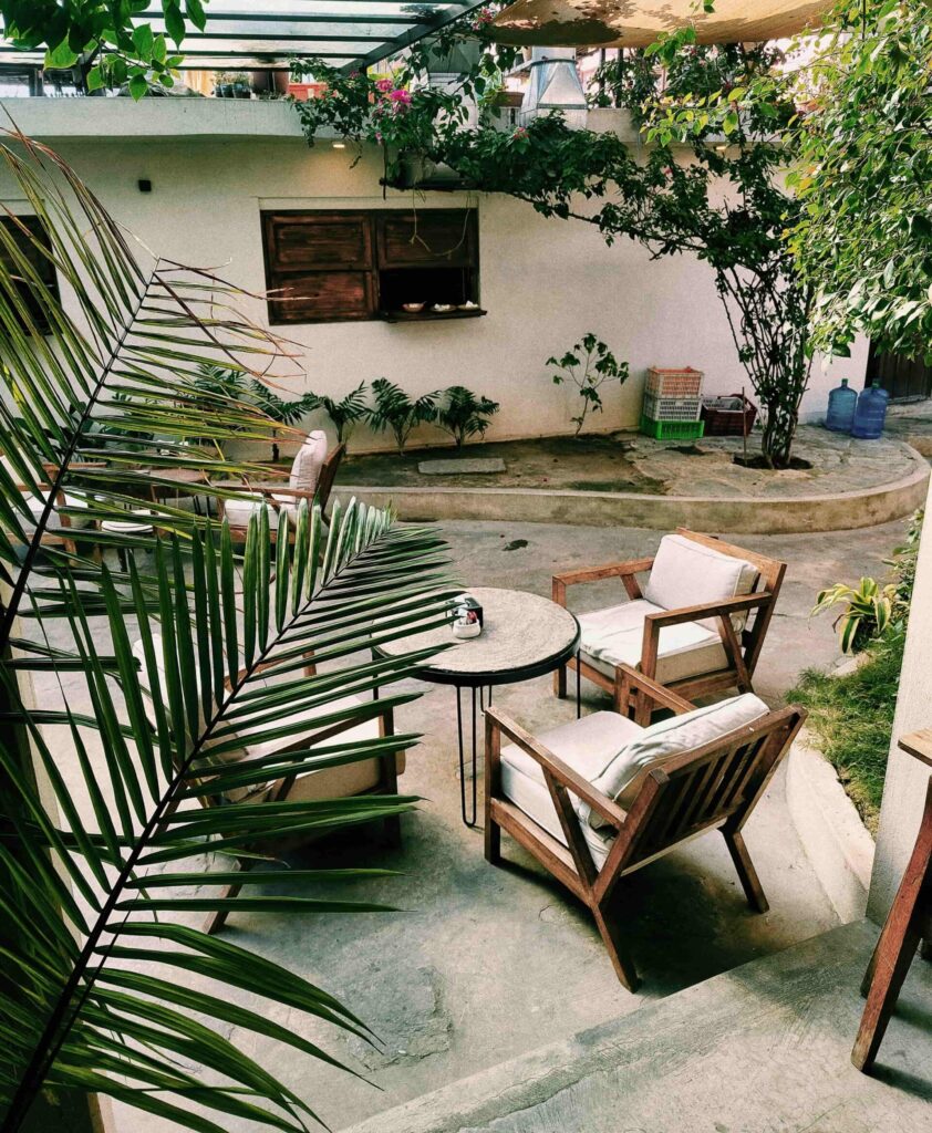 Abstract clean empty residential rehabilitation outdoor courtyard background